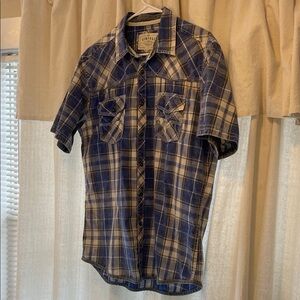 Buckle Blue and White Plaid Men's Shirt